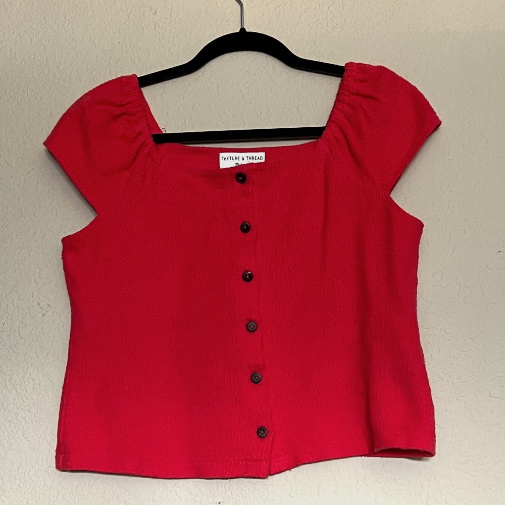 Madewell Texture & Thread Red Button Up - Small